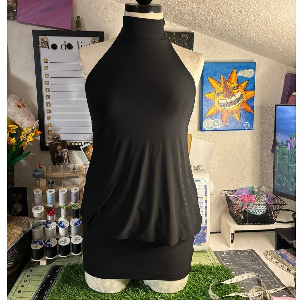 Y2K blue blush bubble dress - black